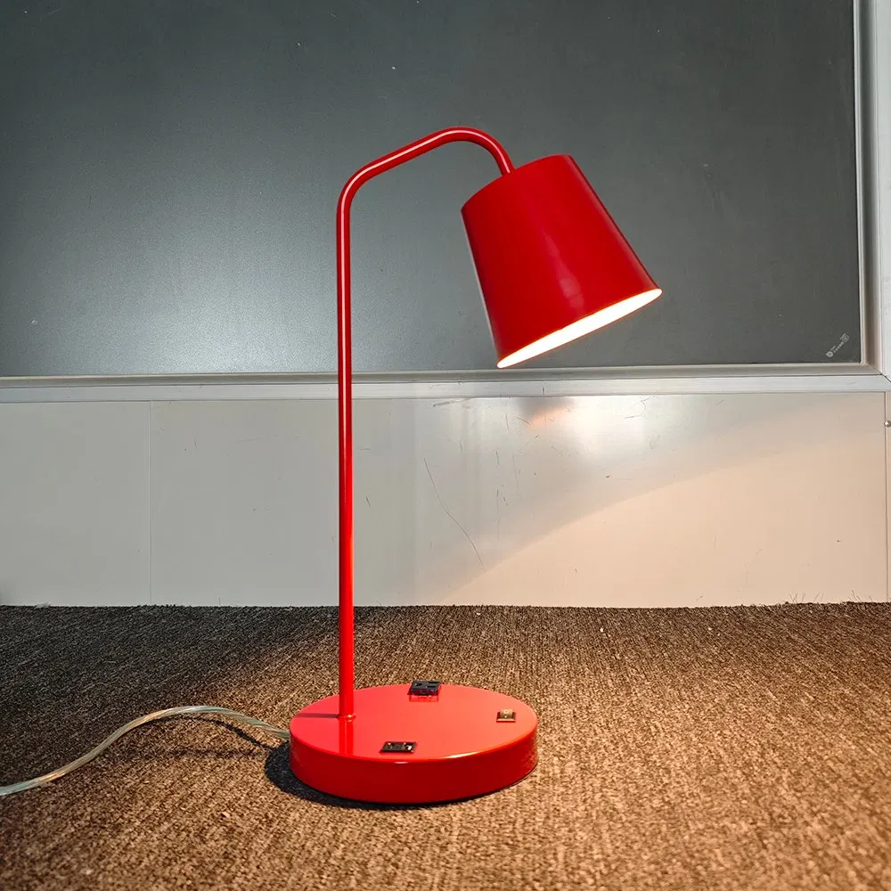 Super 8 Innov8te 2.0 by Wyndham Guestroom Red Desk Lamp with USB Charging Port