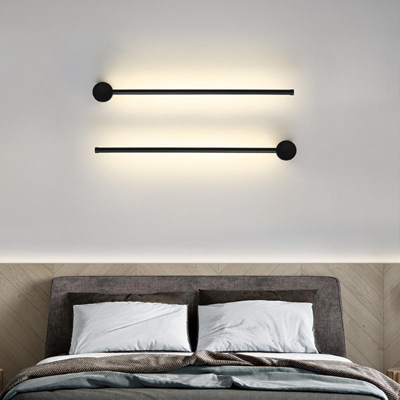 Modern Long Linear Wall Light Indoor Strip Black Dimmable LED Wall Lamps