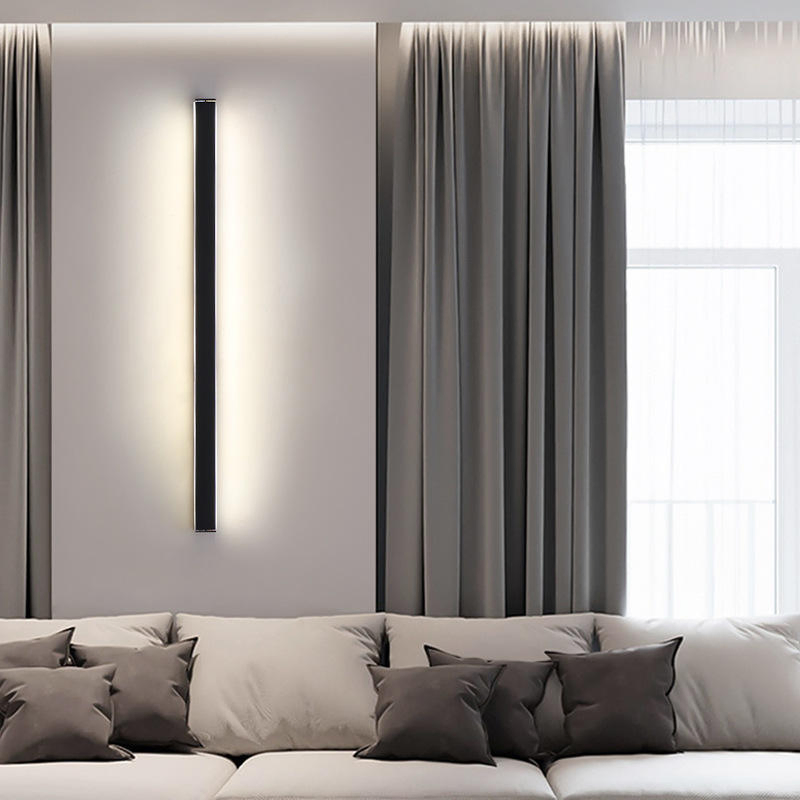 Modern Long Linear Wall Light Indoor Strip Black Dimmable LED Wall Lamps