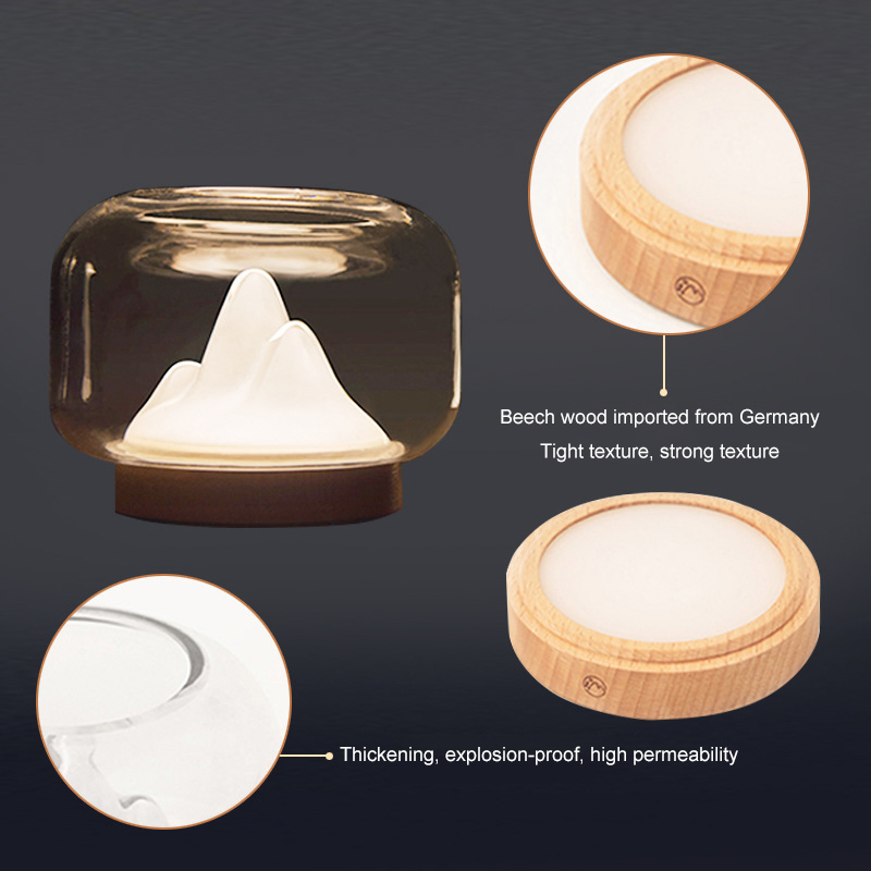 Creative Gift Bedroom Bedside Table Lamp Glass Fish Tank Rockery Lamp