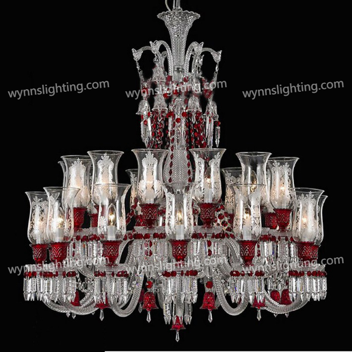 Zenith Rouge Crystal Chandelier Home Decor Pendant Lighting Baccarats Hanging Light LED Candle Bulbs Glass Shade Luxury Lamp