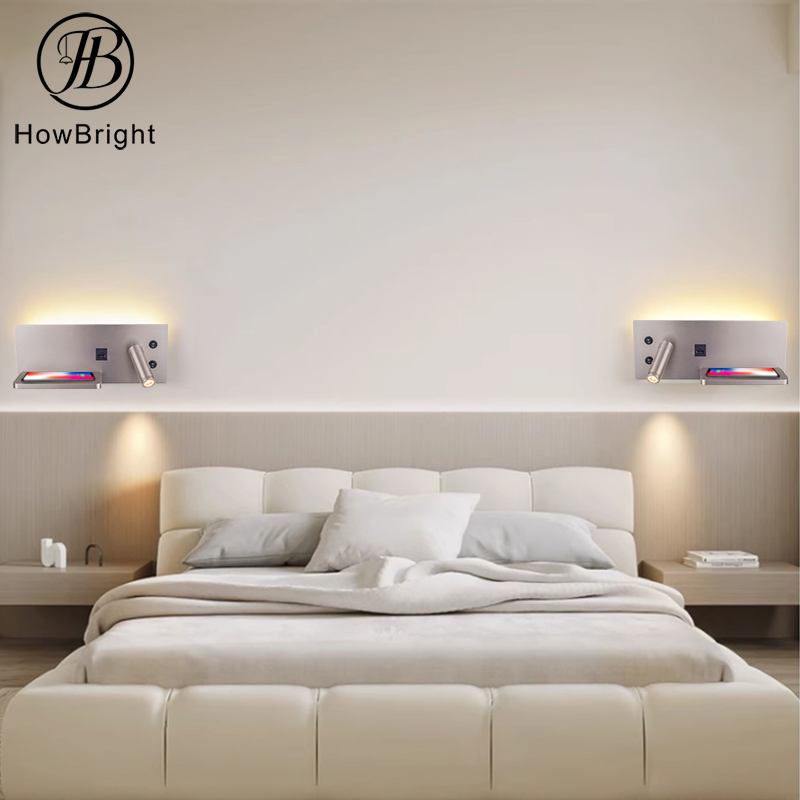 Indoor LED Hotel Wall Lamp with USB Charging Port