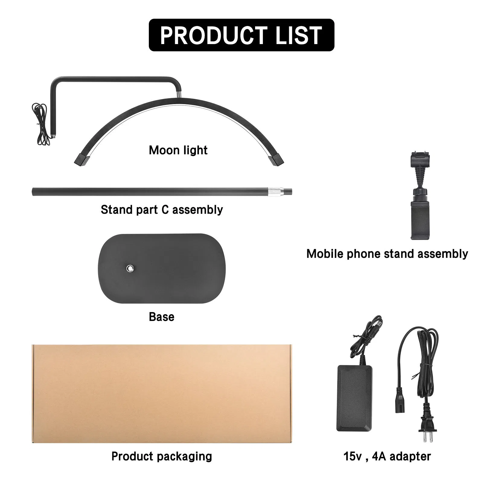 Professional Half Moon Light Floor Lamp Lashes Lamp for Beauty SPA