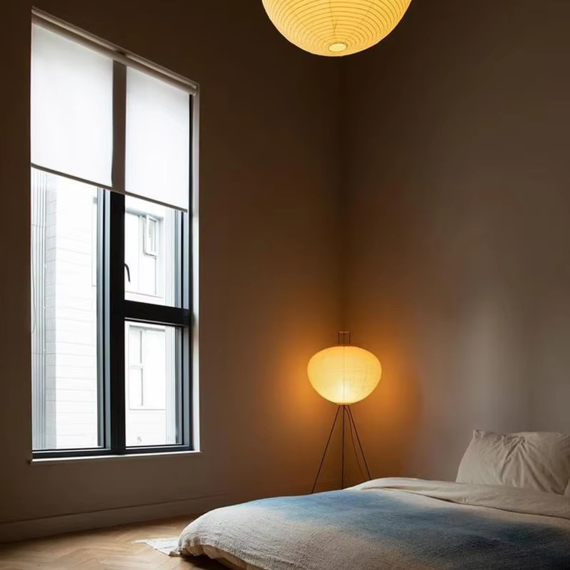 Japanese Noguchi Rice Paper Lamp Nordic Retro Living Room Bedroom Home Decoration Bedside Standing Lamp
