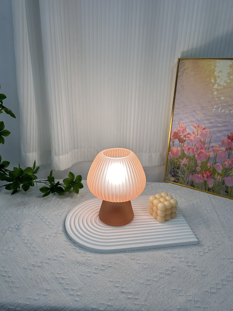 Modern Bauhaus Glass Mushroom LED Bedside Night Lamp Creative New Design USB Cable Desk Lamp for Living Room Bedroom Kids Room