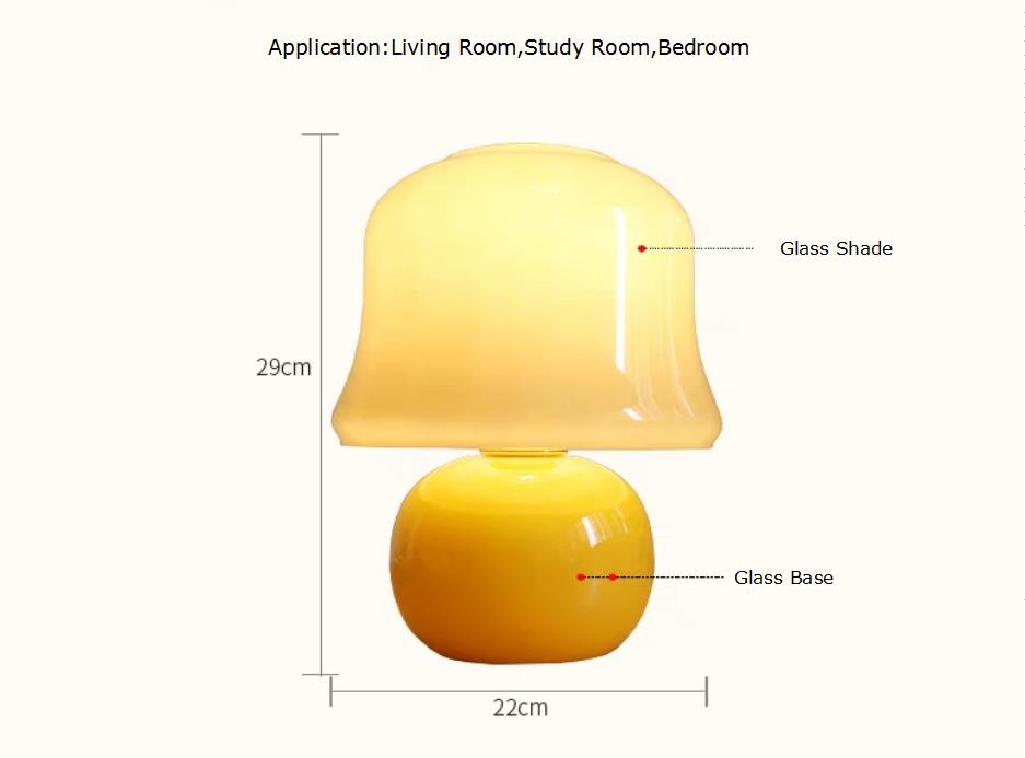 French Cream Vintage Glass Bedroom Beside Lamp Nordic Mushroom Lamp