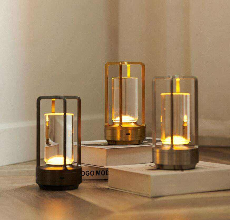 Dropshipping Touch Portable Luxury Outdoor Restaurant Crystal Lantern Rechargeable Cross Table LED Lamp Mood Lights Table Lamp