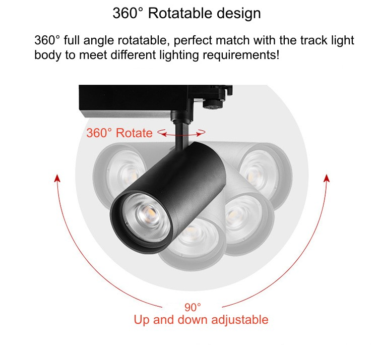China Supplier 9W 15W Aluminum Black Track Light Spotlight Indoor Lighting