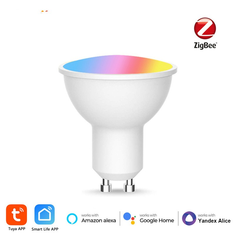 Smart Zigbee GU10 Light Bulb Spotlight RGB+CCT 100-240V 5W Dimmable LED Lights Smart Home Voice Control Alexa Google Home Lamps