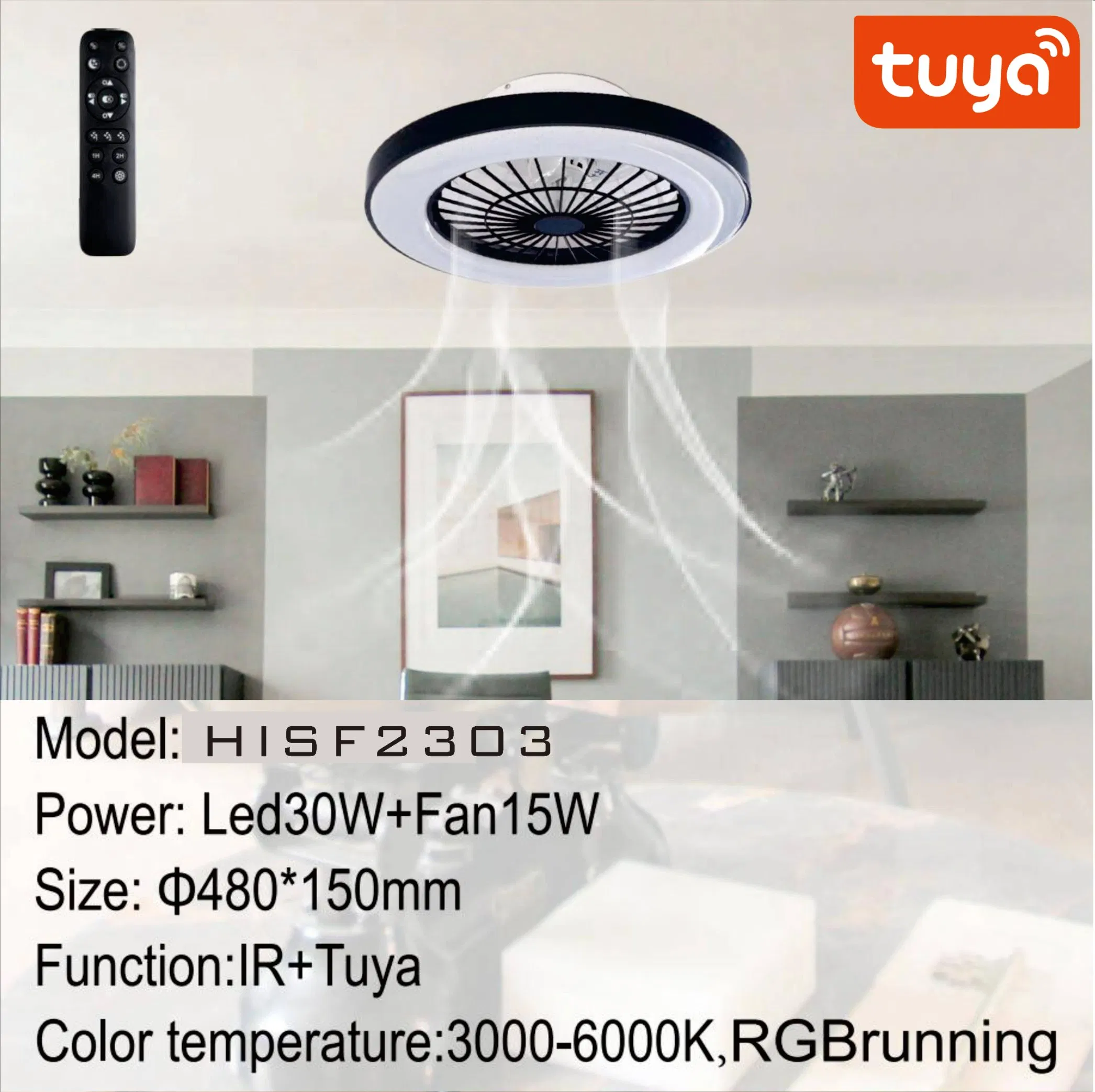 Hisoon Lighting New Design High-Quality Livingroom Home Deco LED Ceiling Fan Lamp