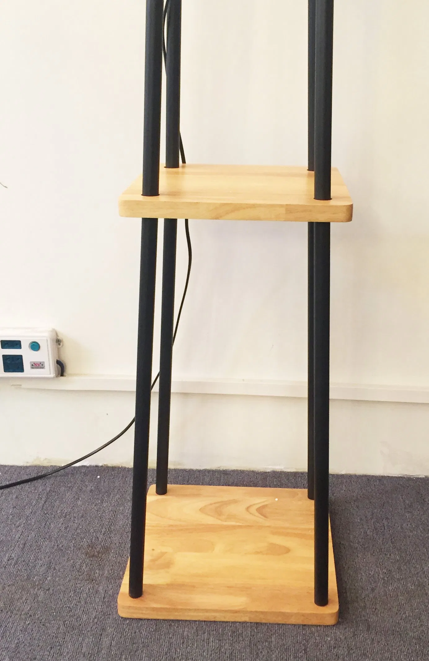 Vintage Wooden Study Floor Lamp with 3 Display Shelves