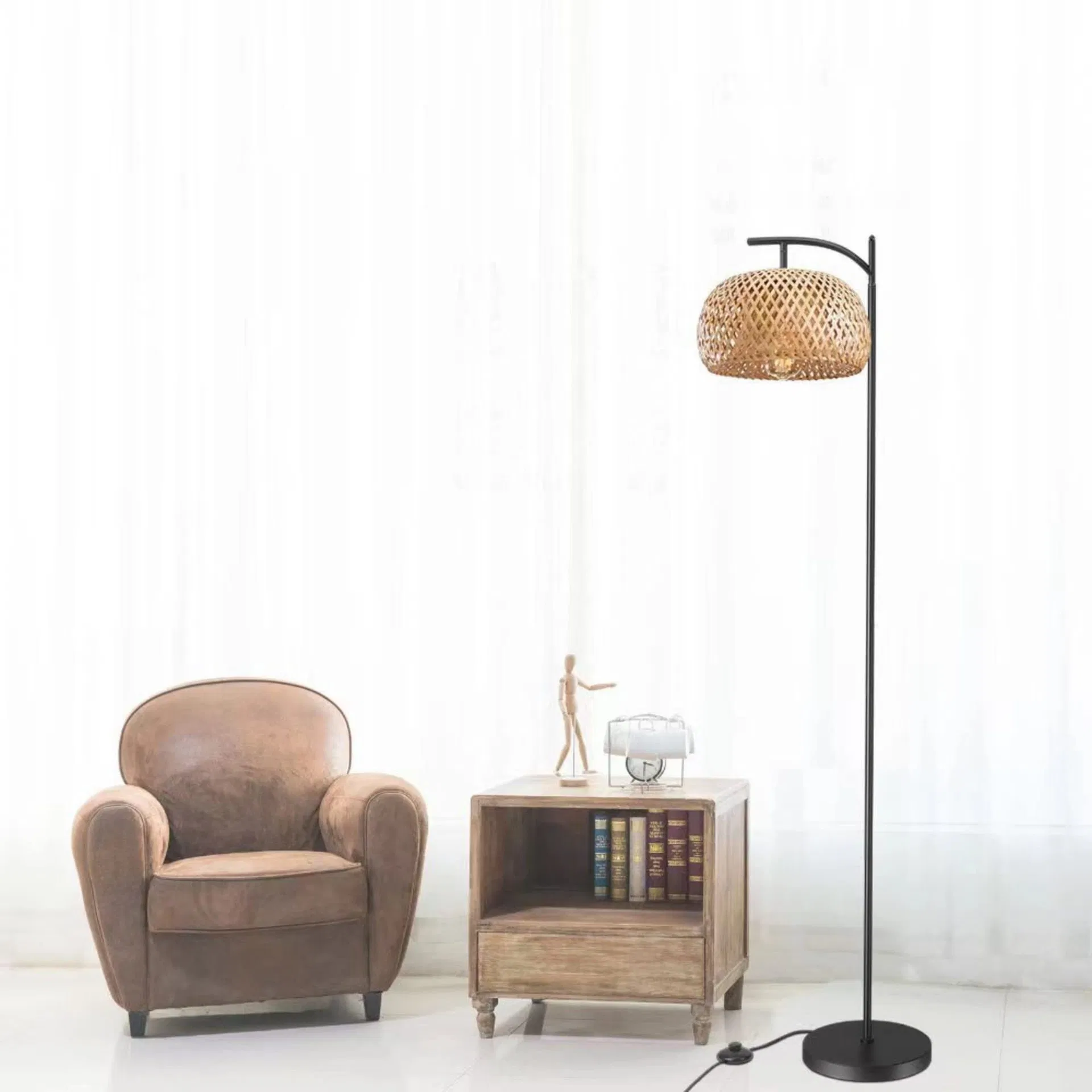 Floor Lamp, Bamboo Weaving Decorative Atmosphere Lamp Floor Lamp