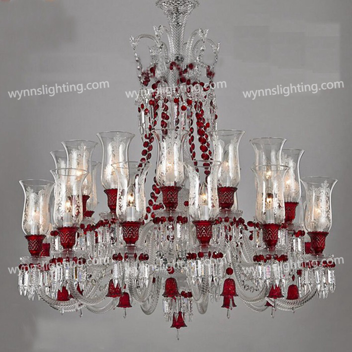 Zenith Rouge Crystal Chandelier Home Decor Pendant Lighting Baccarats Hanging Light LED Candle Bulbs Glass Shade Luxury Lamp