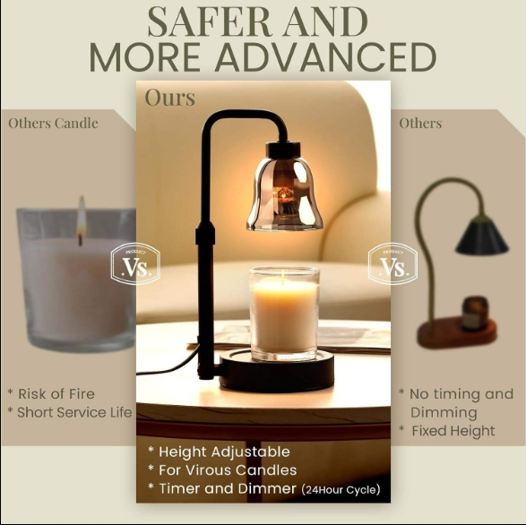 Timer-Enabled Candle Warmer Lamp for Cozy Home Ambiance