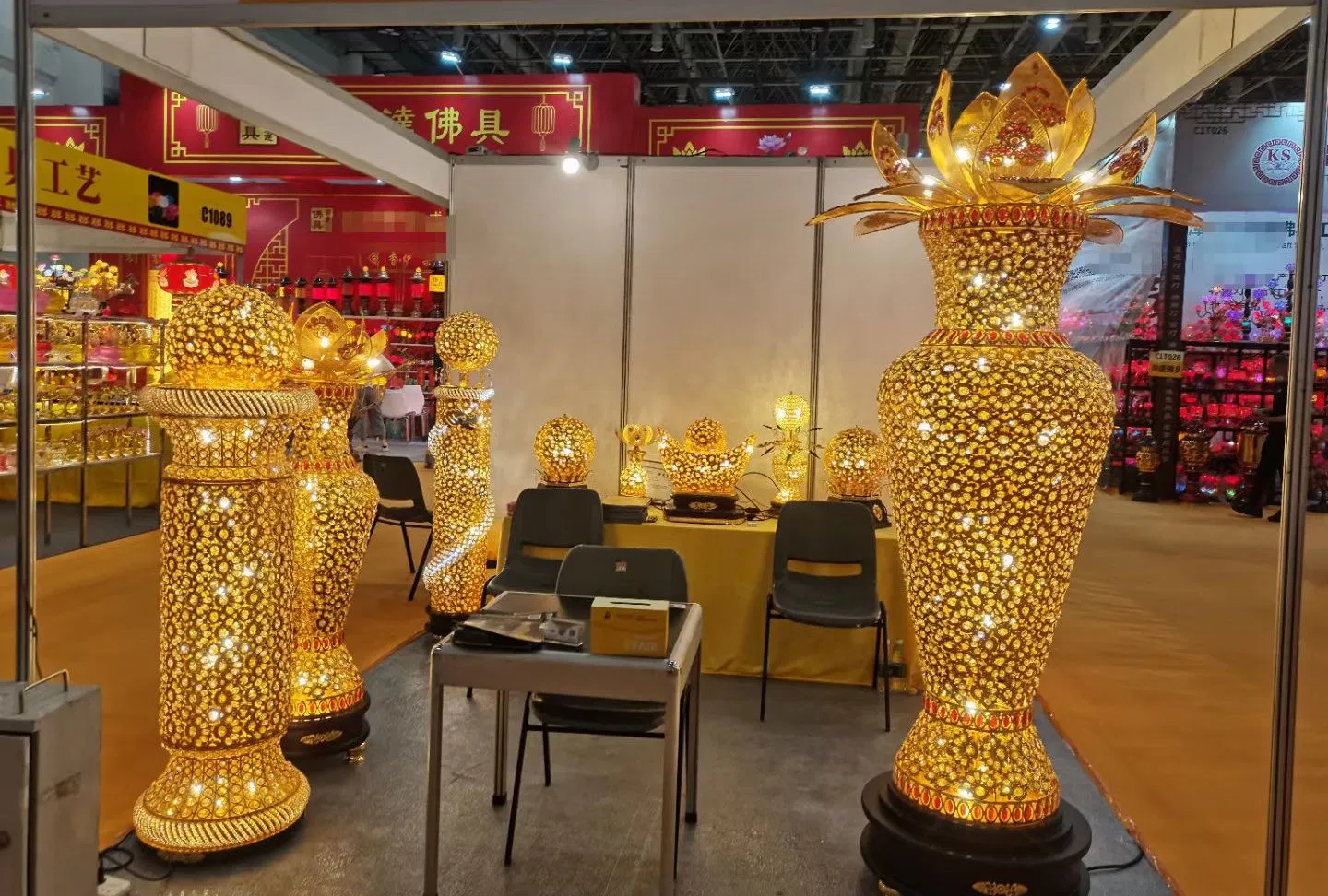 Jlf-309 Crystal Lotus Rotate Floor Lamp Buddha Lamp