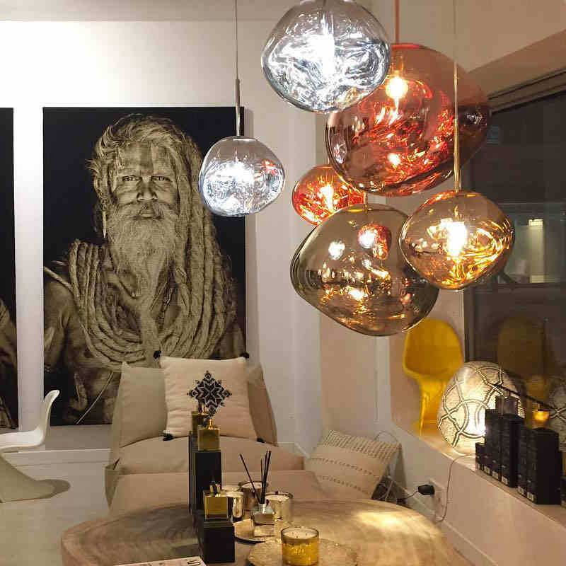 Lava Ball Drop Pendant Light Art Decor Nordic Modern Creative Golden Acrylic Hanging Lamp for Home Villa Hotel Gallery (ZY-RD8029)