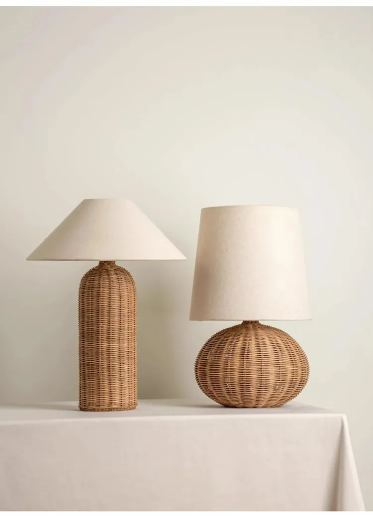Japanese Willow Weaving Vintage Table Lamp