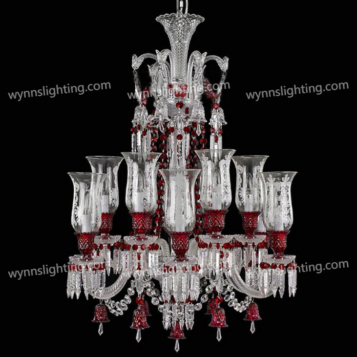 Zenith Rouge Crystal Chandelier Home Decor Pendant Lighting Baccarats Hanging Light LED Candle Bulbs Glass Shade Luxury Lamp