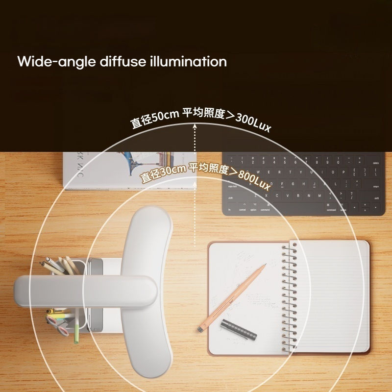 USB Charging LED Desk Lamp with Clock Power Display Multifunctional Folding Study Light Pen Holder Stand Table Lamp