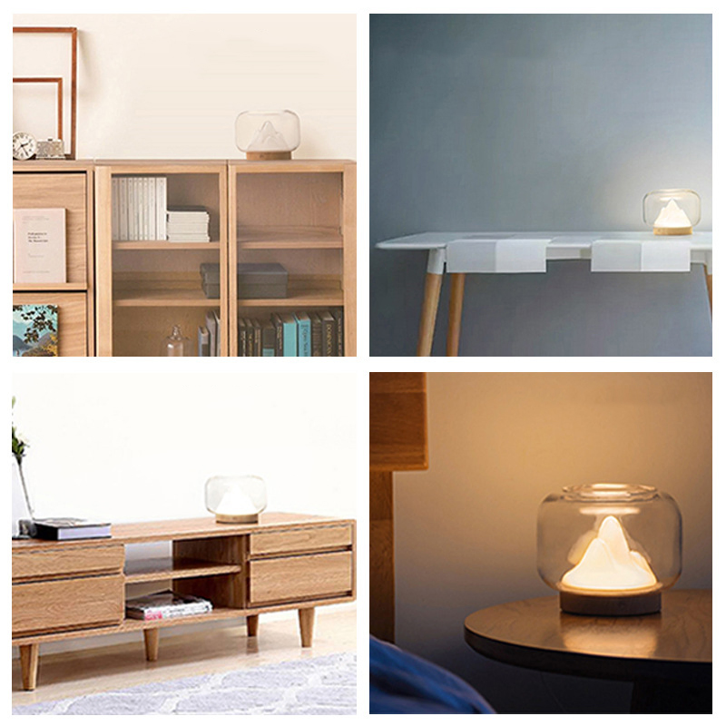 Creative Gift Bedroom Bedside Table Lamp Glass Fish Tank Rockery Lamp