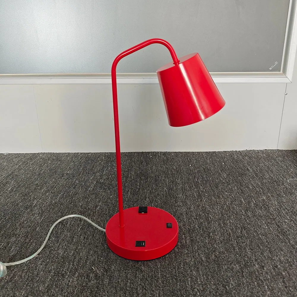 Super 8 Innov8te 2.0 by Wyndham Guestroom Red Desk Lamp with USB Charging Port