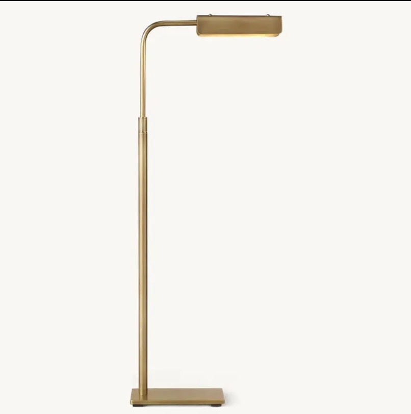 American-Designed Vintage Brass Floor Lamp - Multi-Functional LED Lighting with Shelf
