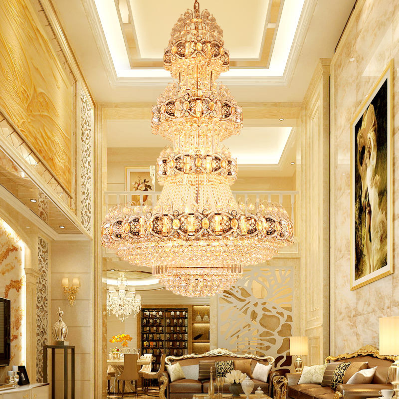 Hot Sell Hotel Lobby Modern Gold Metal Luxury Crystal Chandelier Hanging Lamps