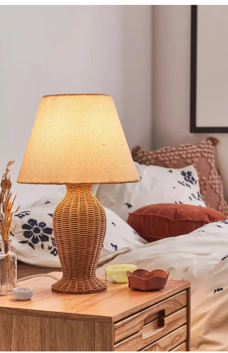 Japanese Willow Weaving Vintage Table Lamp