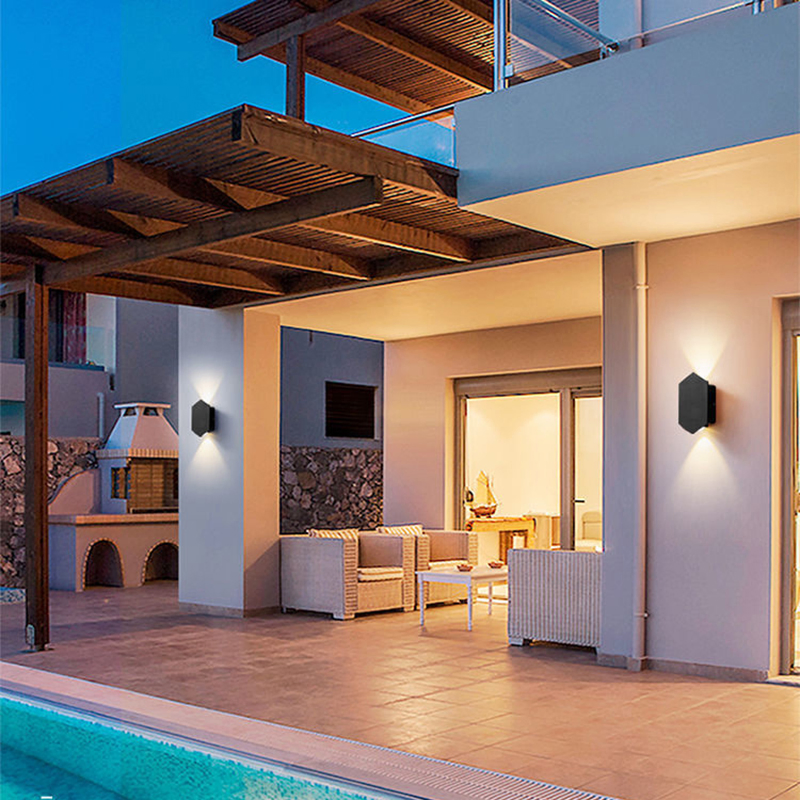 Hexagon Creative Modern LED Wall Lamp Garden Park Courtyard Light Outdoor Lighting Decor Waterproof