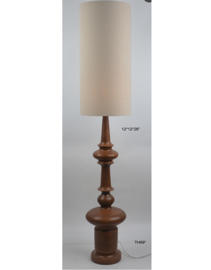 Customized Modern Decorative Brass Home Hotel Bedroom Wood Floor Standing Lamp with Fabric Shade Floor Lamp