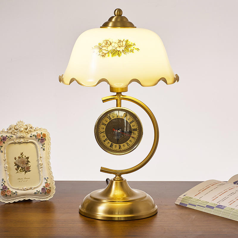 Elegant Vintage European Floral Metal Desk Lamp for Home Offices