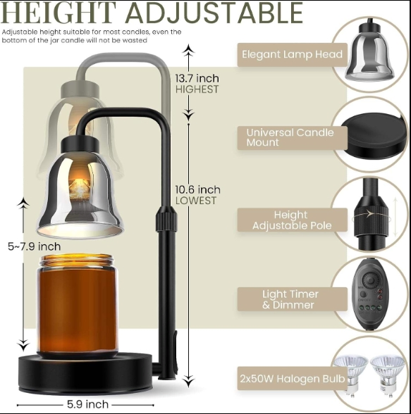 Timer-Enabled Candle Warmer Lamp for Cozy Home Ambiance