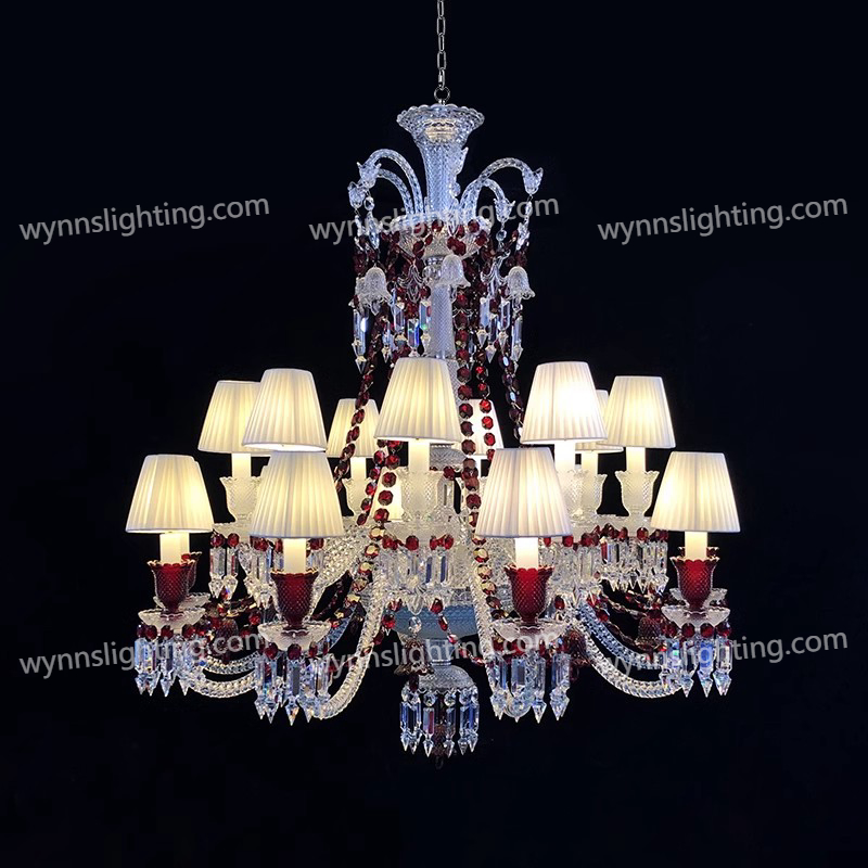 Zenith Rouge Crystal Chandelier Home Decor Pendant Lighting Baccarats Hanging Light LED Candle Bulbs Glass Shade Luxury Lamp