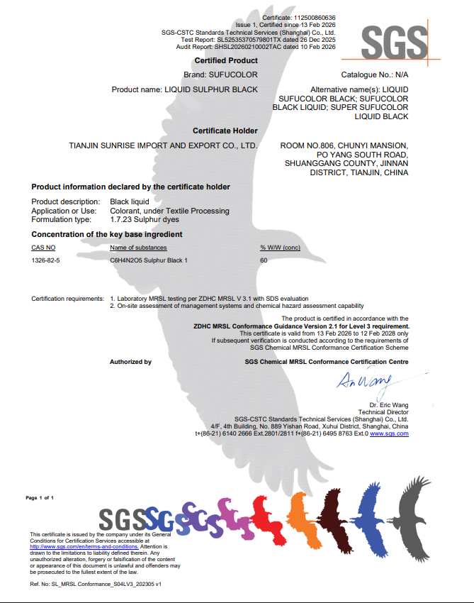 Eco-friendly production certification Sunrise Chem Group
