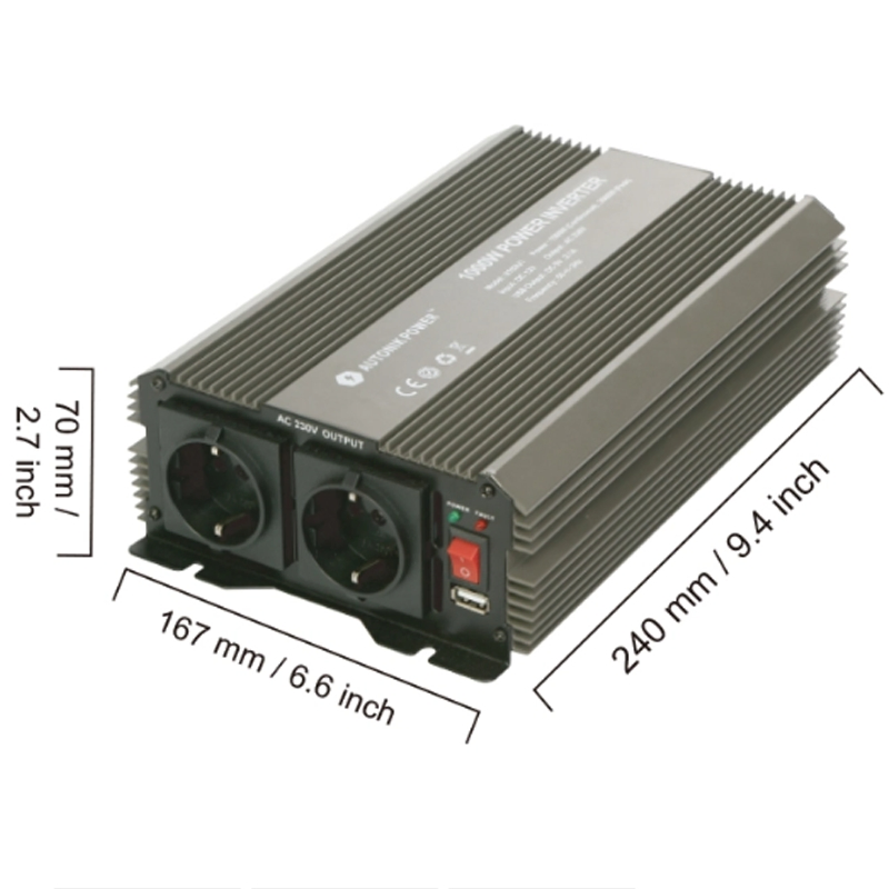 12V/24V1000W 2.1A Inverter DC to AC Modified Sine Wave Power Inverter