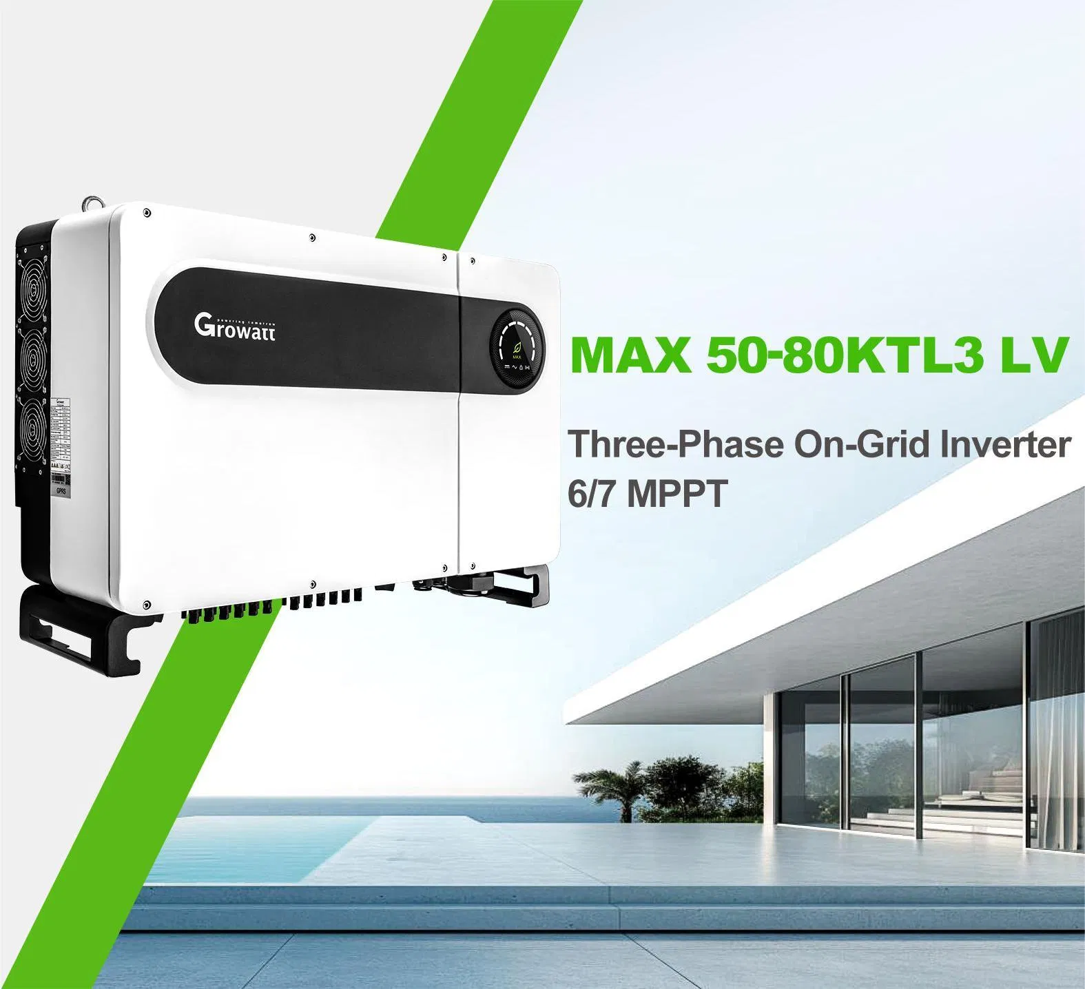 Growatt on Grid Solar Inverter 50kw 80kw Grid Tie Inverter Three Phase Max 50-80ktl3-LV Commercial Inverters