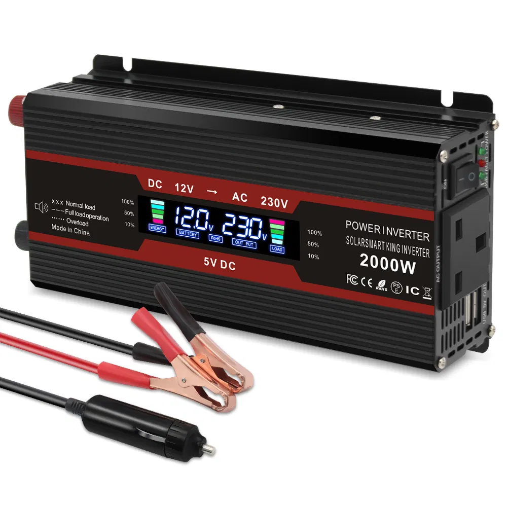 UK Sockets Continuous Power Peak Power 800W 1000W 1600W 2000W 12V to 220V Modified Sine Wave Inverter