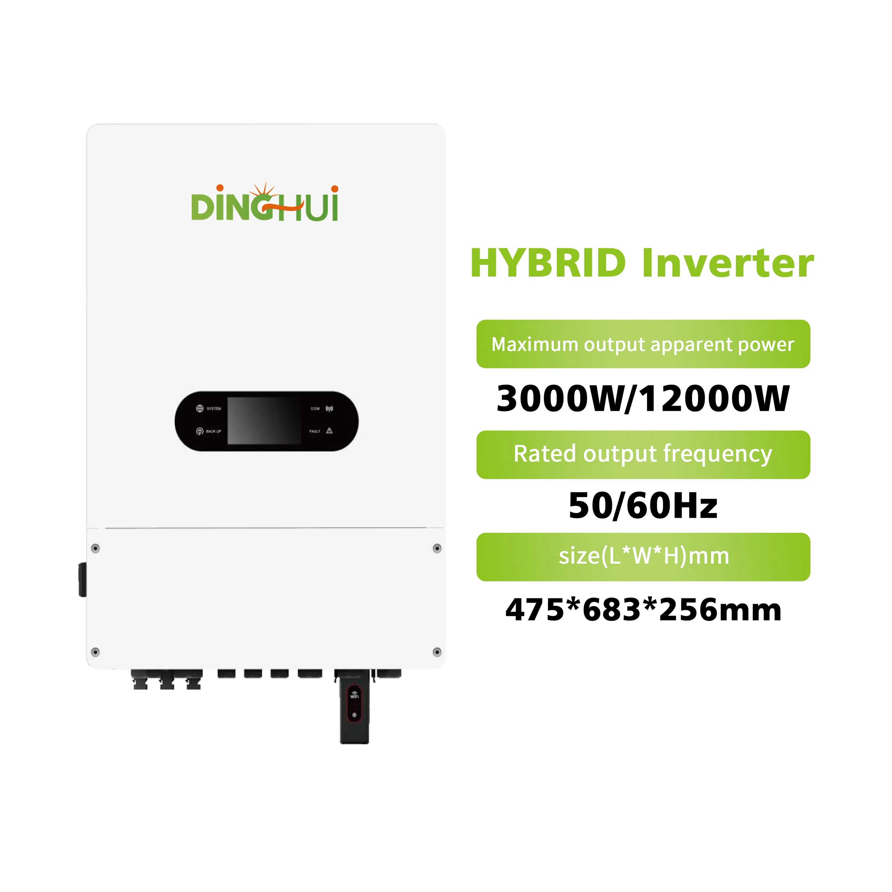 OEM High Efficiency 8kw 10kw 12kw MPPT IP65 3 Phase Energy Storage Hybrid Solar Inverter