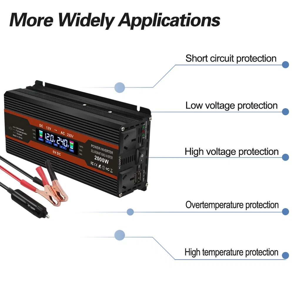 Power Inverters 12V to 220V 230V 240V 800W 1600W 2000W 3000W Modified Sine Wave Inverter