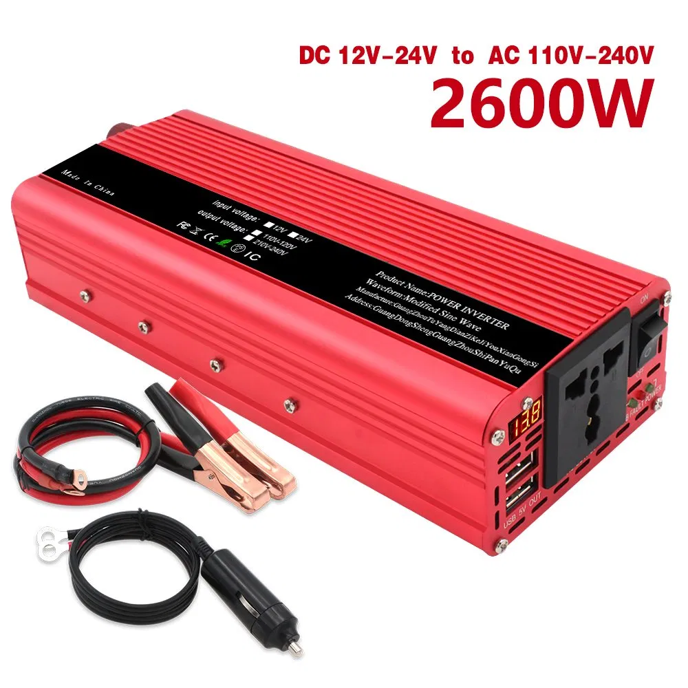 High Quality 1000W 2600W DC 12V to AC 220V Invertor Modified Sine Wave Power Car Inverter