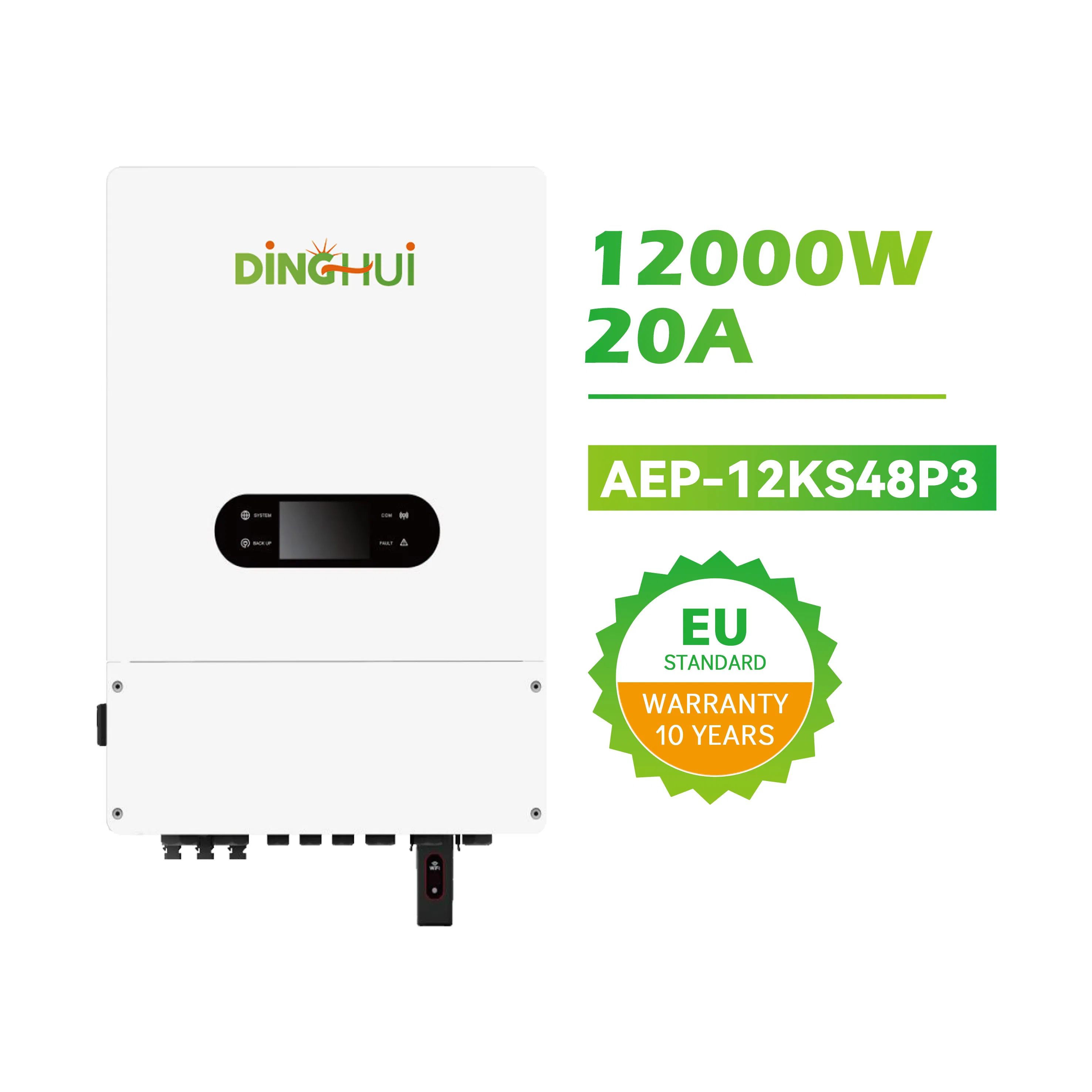 OEM High Efficiency 8kw 10kw 12kw MPPT IP65 3 Phase Energy Storage Hybrid Solar Inverter