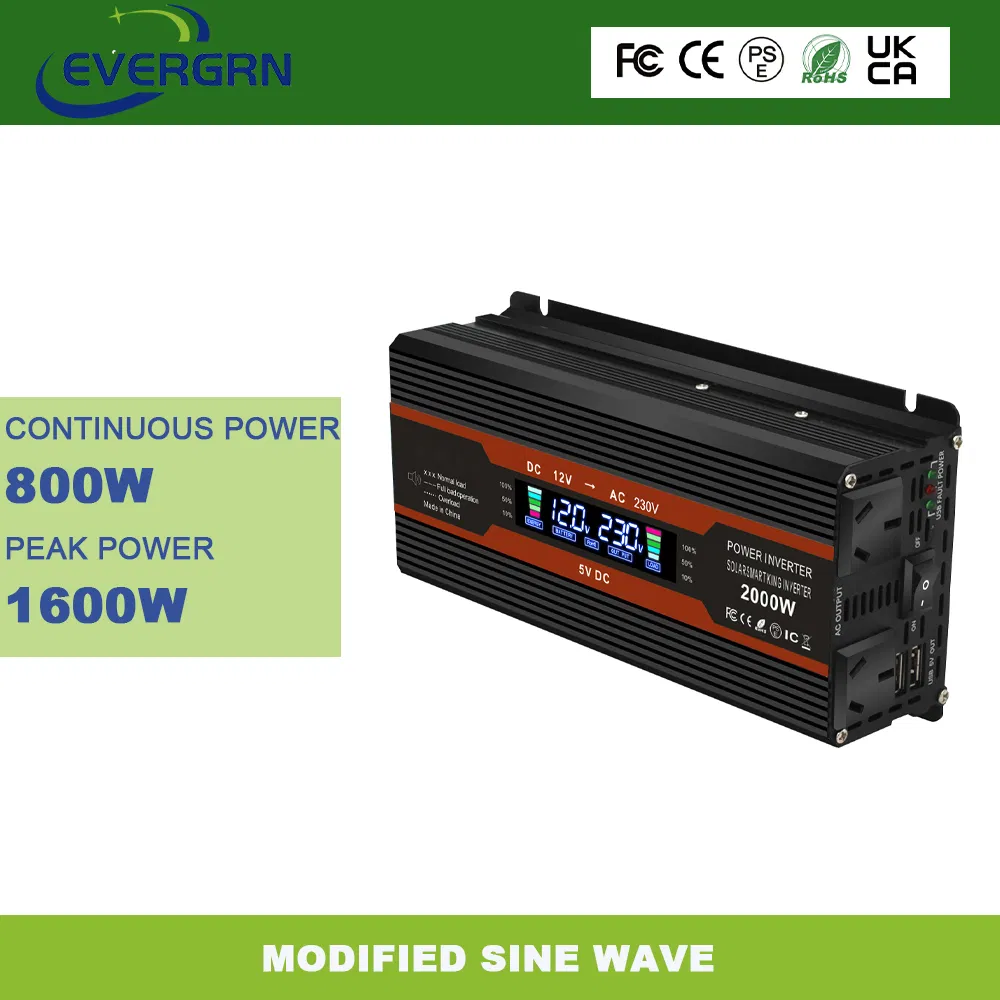 Power Inverters 12V to 220V 230V 240V 800W 1600W 2000W 3000W Modified Sine Wave Inverter
