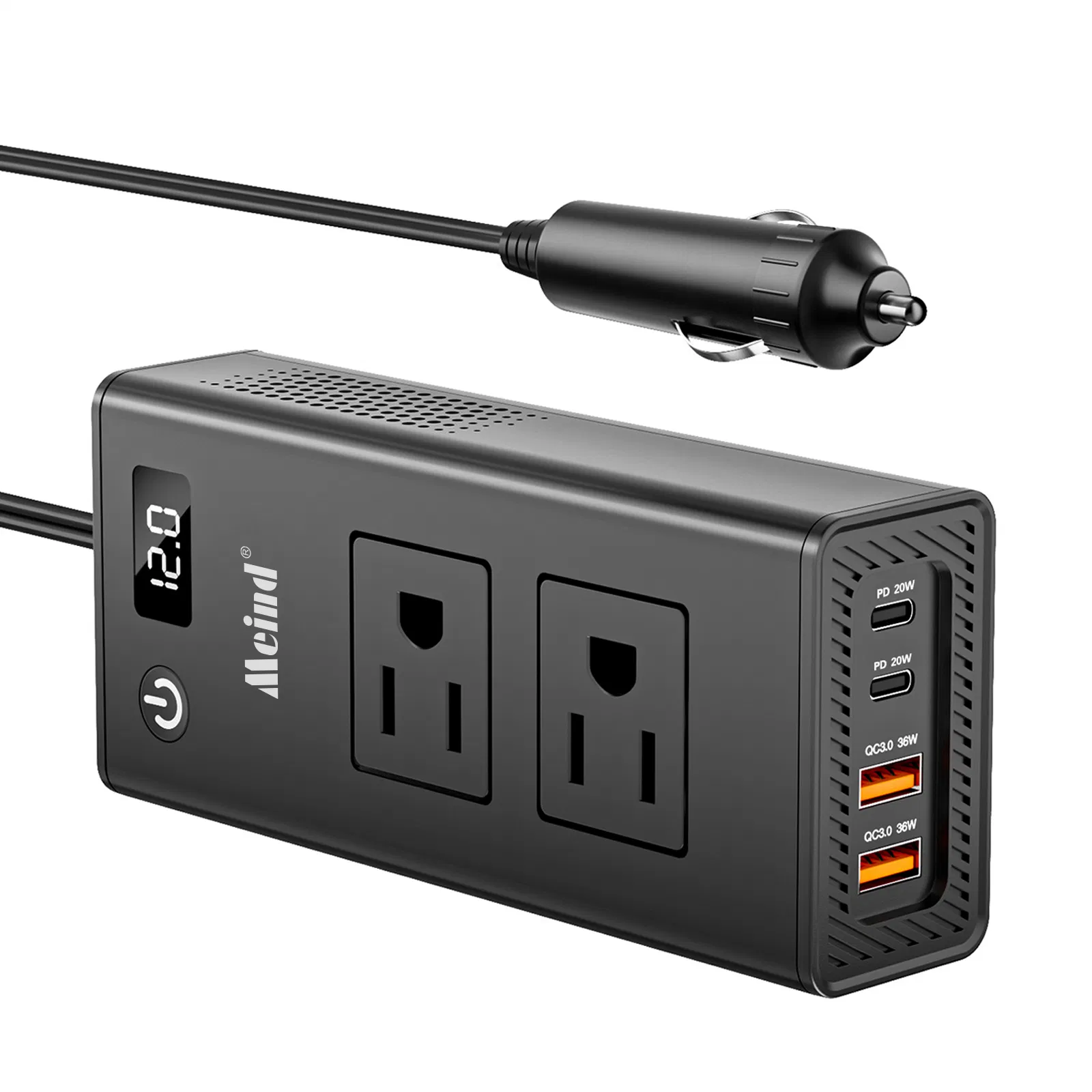 200W Car Power Inverter 12V DC to 110V AC Car Inverter with 4 USB Ports Car Outlet Adapter Power Inverter for Vehicles Car Plug Adapter Outlet for Laptop