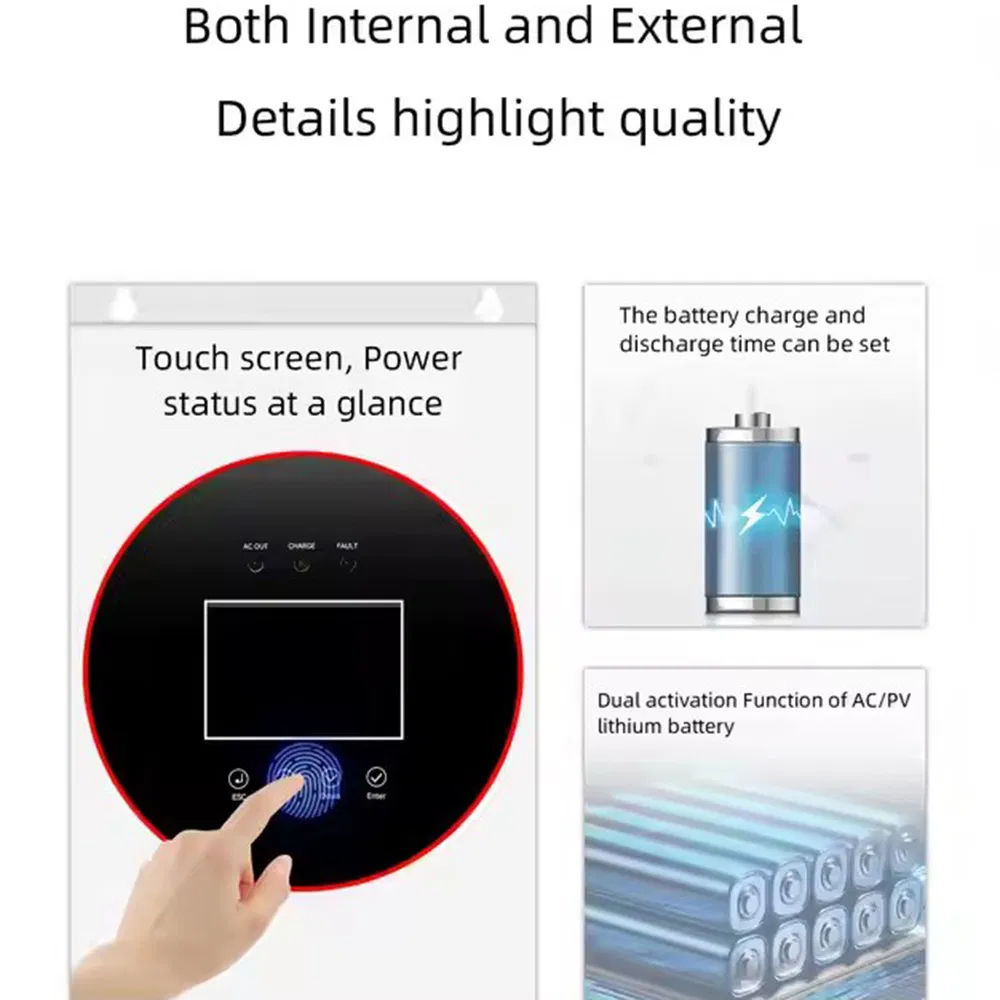 EU Standard Portable Solar Hybrid Inverter 13.2kw off-Grid AC Coupling 48V Energy Storage Pure Sine Wave Power Inverter