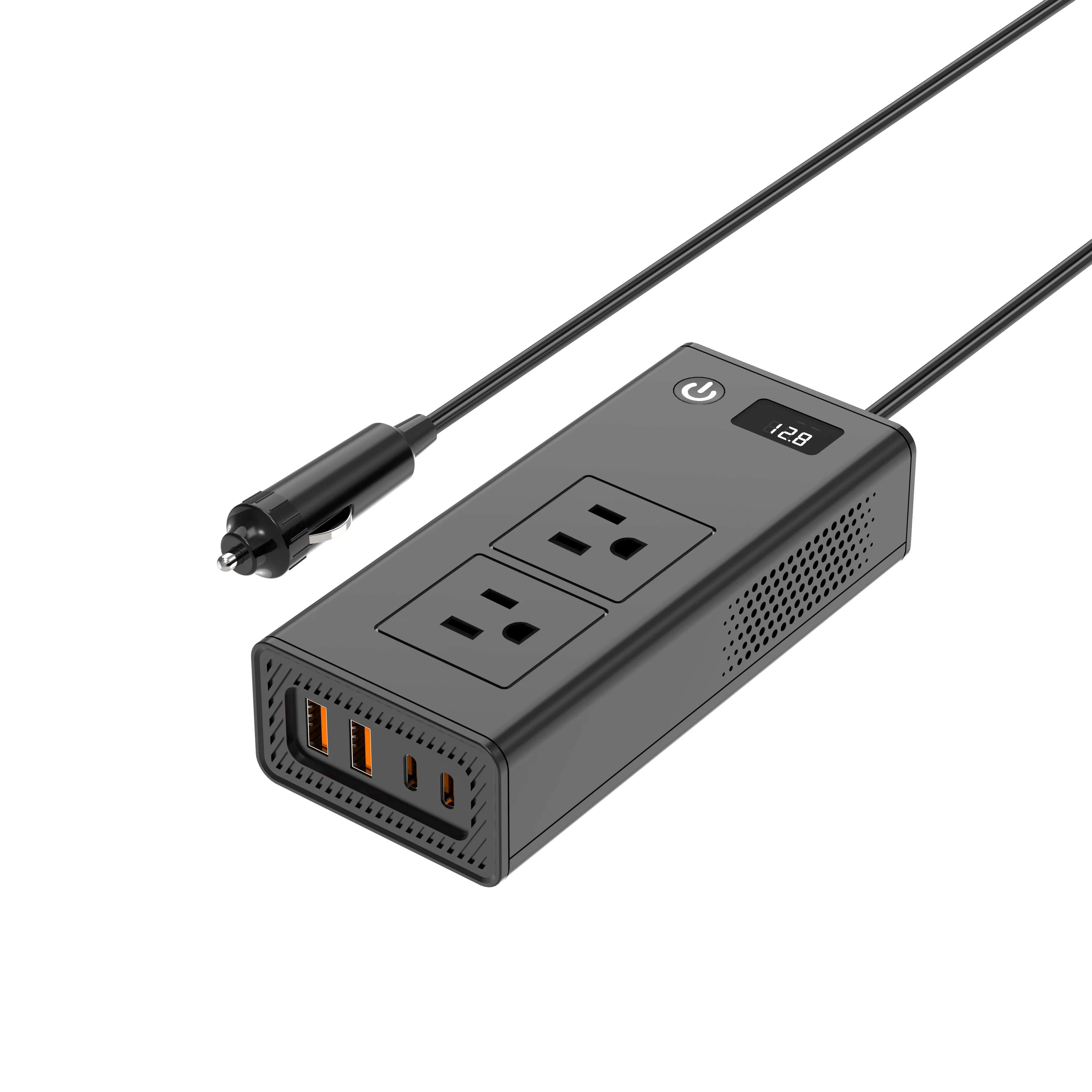 200W Car Power Inverter 12V DC to 110V AC Car Inverter with 4 USB Ports Car Outlet Adapter Power Inverter for Vehicles Car Plug Adapter Outlet for Laptop