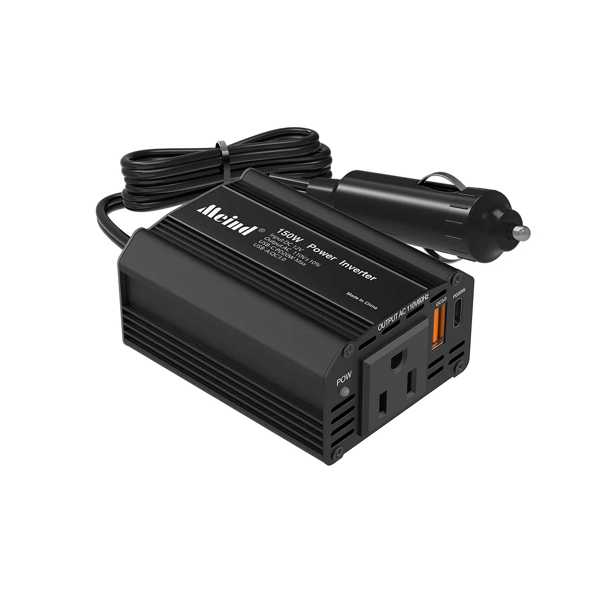Meind Portable 150W Car Inverter 12V to 110V Power Inverter with Dual USB