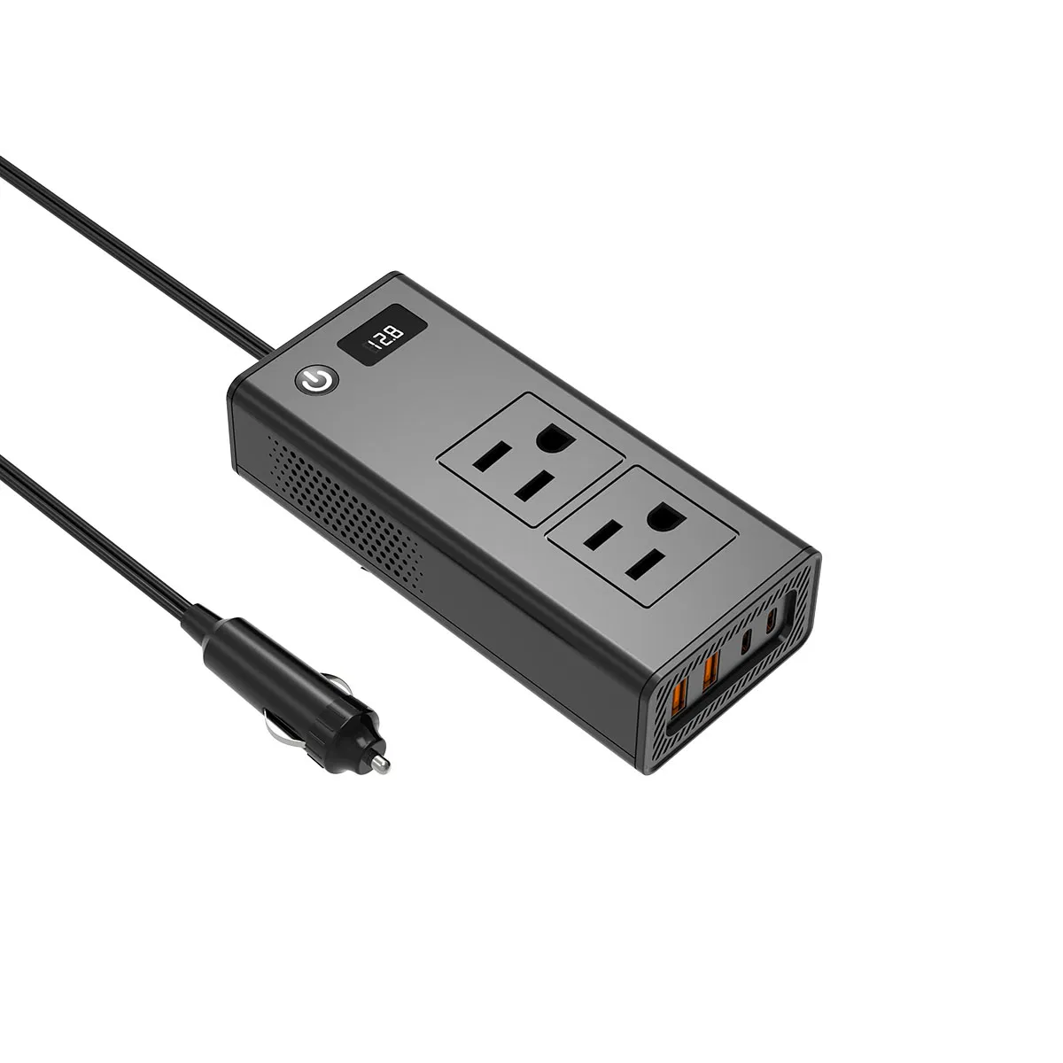 200W Car Power Inverter 12V DC to 110V AC Car Inverter with 4 USB Ports Car Outlet Adapter Power Inverter for Vehicles Car Plug Adapter Outlet for Laptop