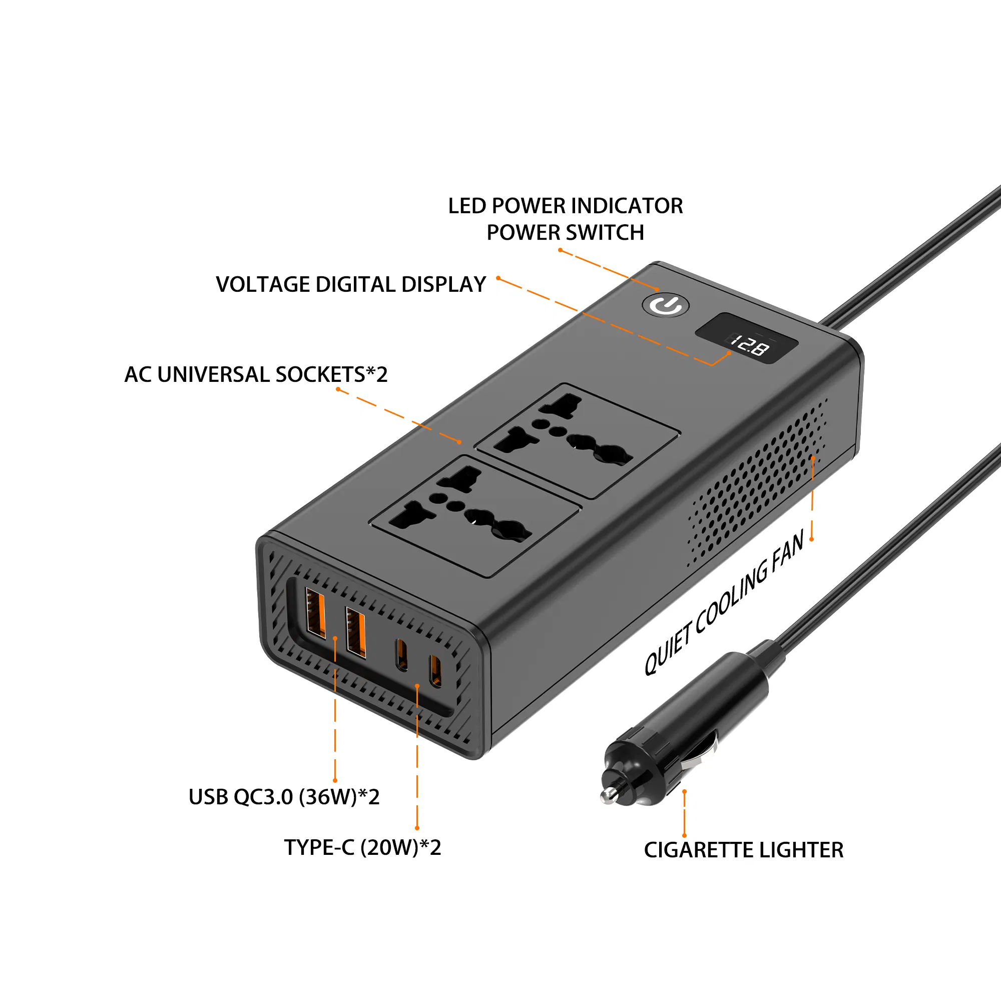 China Supplier 200W Car Power Inverter DC 12V to AC 220V with CE/RoHS Certification
