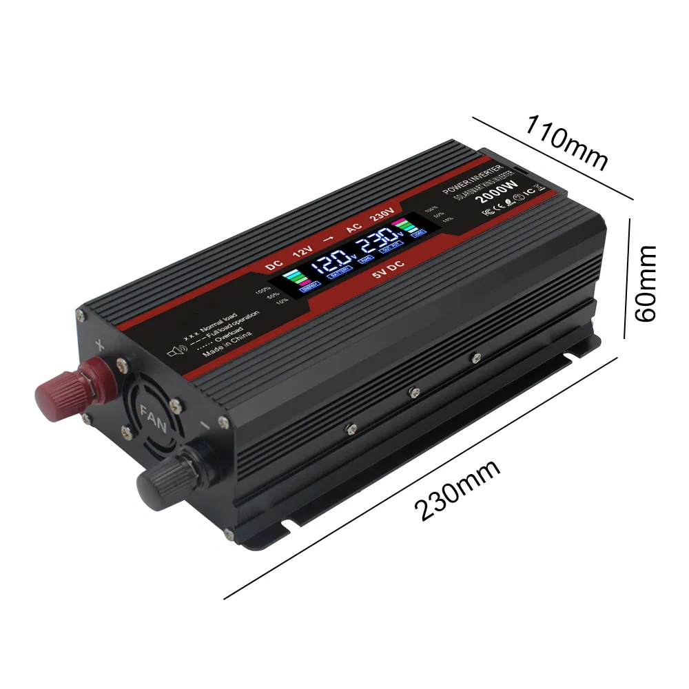 UK Sockets Continuous Power Peak Power 800W 1000W 1600W 2000W 12V to 220V Modified Sine Wave Inverter