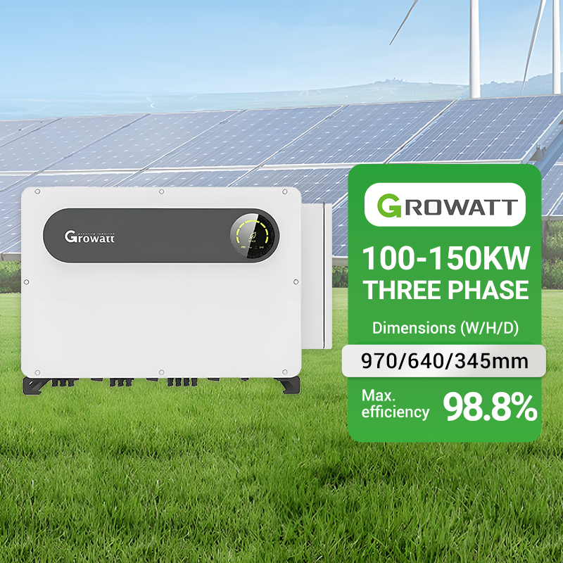 Growatt MPPT Commercial Solar Inverter 100kw 110kw 120kw 125kw 150kw on Grid IP66 3 Phase Solar String Inverters for Solar Panel